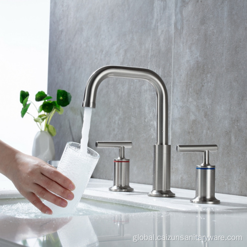 China Widespread Bathroom Faucet Brushed Nickel Supplier